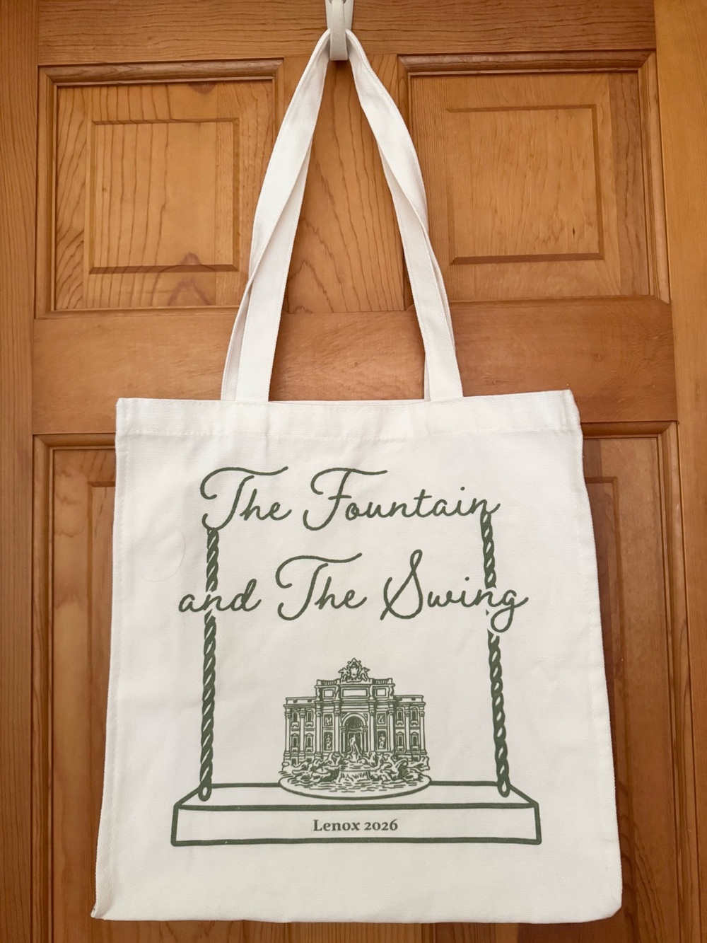 Rare Multi-Icon Graphic "The Fountain & The Swing" Lenox 2026 Canvas Trevi Tote